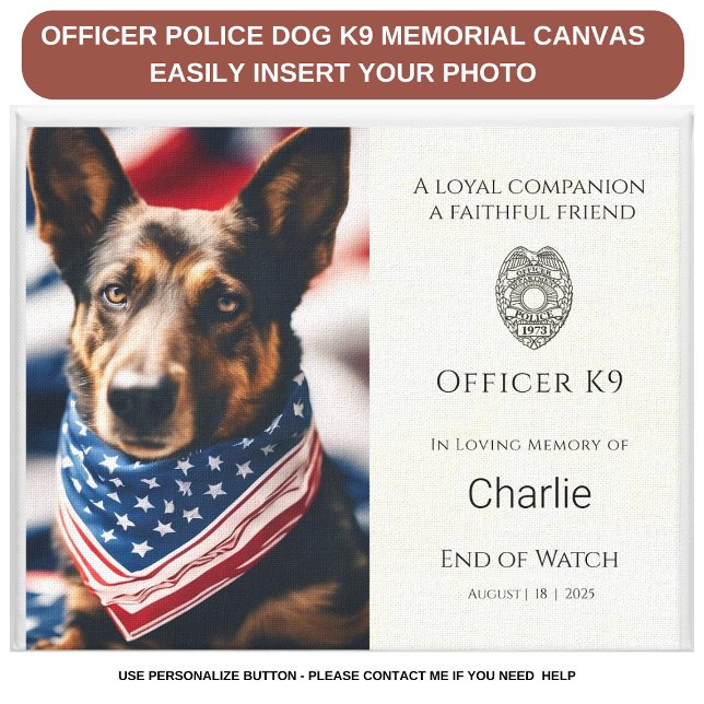 Police K9 Memorial Photo Police Dog Personalized Canvas Print (Creator Uploaded)