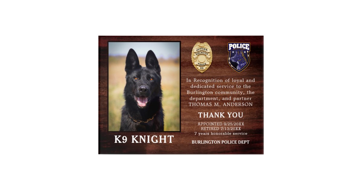 Police K9 Retirement Law Enforcement Officer Dog Acrylic Print Zazzle