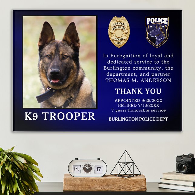 Police K9 Retirement Officer Dog Law Enforcement  Acrylic Print (Creator Uploaded)
