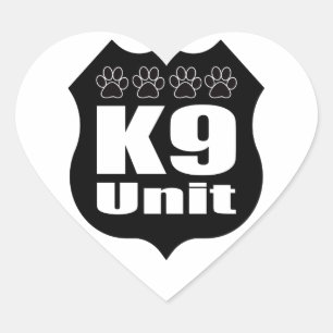 Police K9 Unit Black Badge Dog Paws Heart Sticker