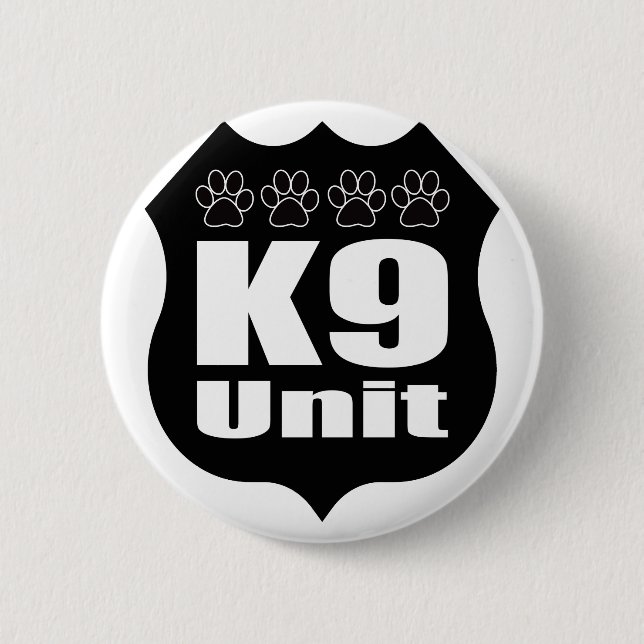 Police K9 Unit Black Badge Dog Paws Pinback Button (Front)
