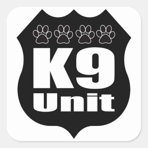 Police K9 Unit Black Badge Dog Paws Square Sticker