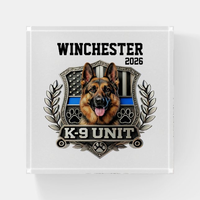 POLICE K9 Unit Paperweight (Front)