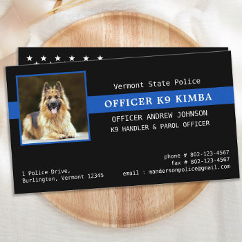 Police K9 Unit Thin Blue Line Law Enforcement Business Card by BlackDogArtJudy at Zazzle