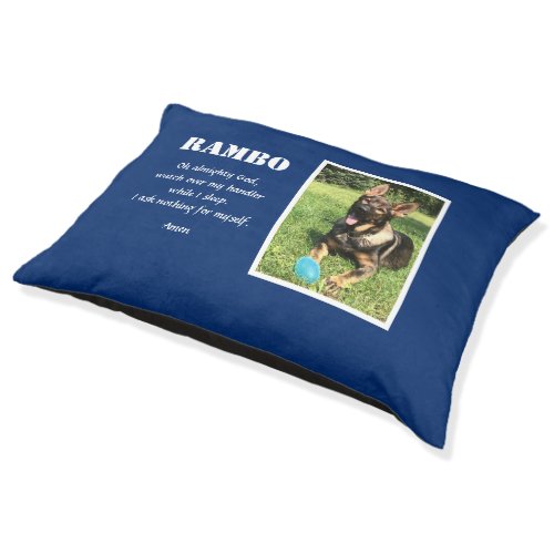 Police K_9 Prayer Personalized Photo Blue Pet Bed