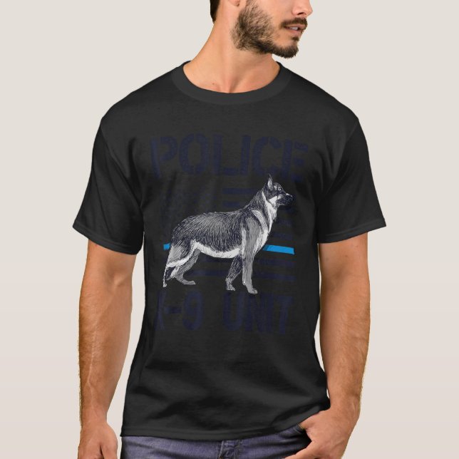 Police K 9 Unit K9 Thin Blue Line Officer Dog Cost T-Shirt (Front)