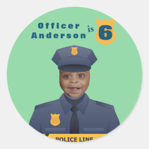 Police Kids Birthday Classic Round Sticker
