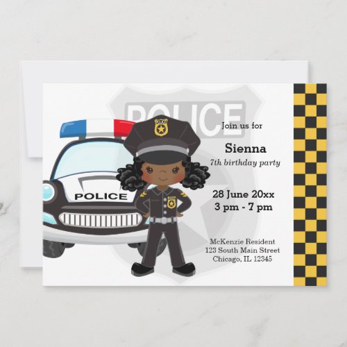 Police kids party invitation