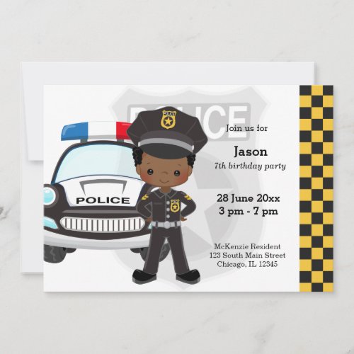 Police kids party invitation