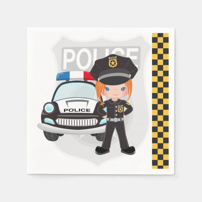 Police kids party napkins (Front)