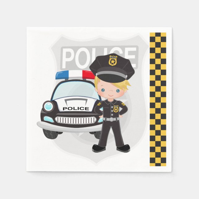 Police kids party napkins (Front)
