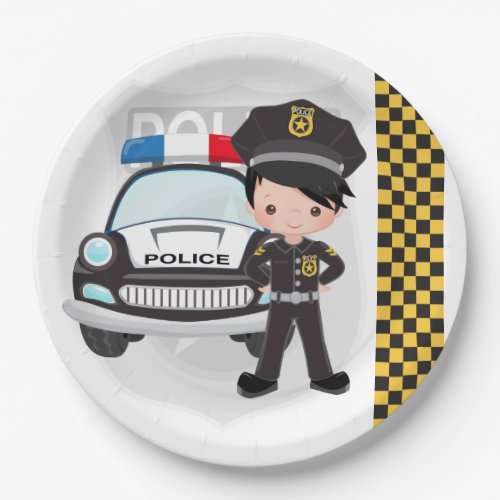 Police kids party paper plates