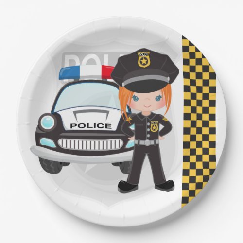 Police kids party paper plates