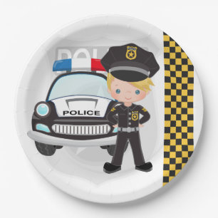 Police kids party paper plates