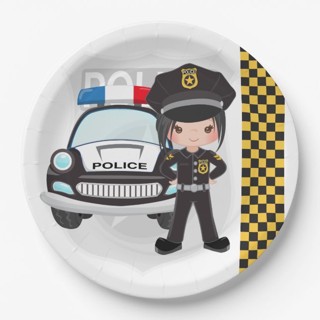 Police kids party paper plates (Front)
