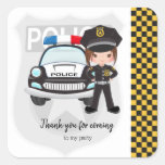 Police kids party square sticker