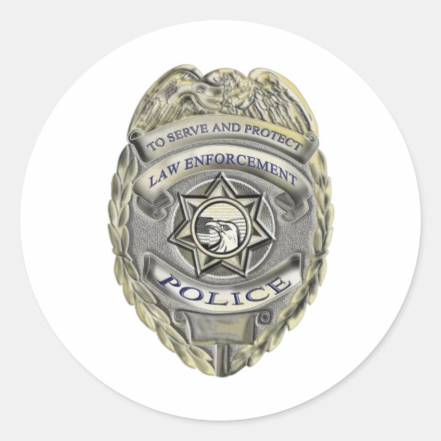 police law enforcement badge classic round sticker (Front)