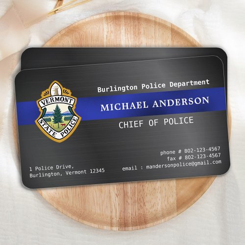 Police Law Enforcement Custom Logo Silver Blue Business Card