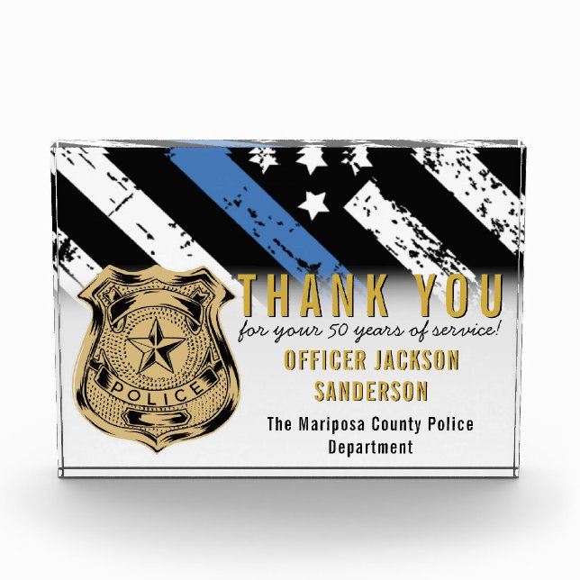 Police Law Enforcement Employee Recognition Acrylic Award (Front)