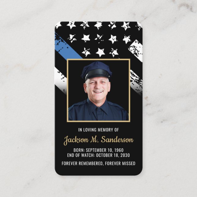 Police Law Enforcement Funeral Photo Prayer Card (Front)