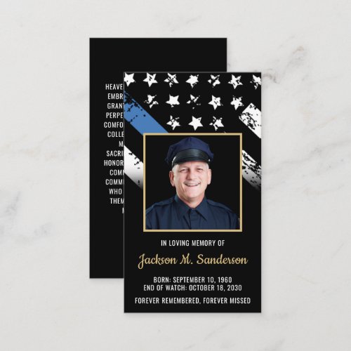 Police Law Enforcement Funeral Photo Prayer Card