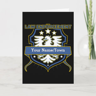 Police Law Enforcement Heraldry Crest Letterpress Thank You Card
