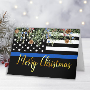 Police Law Enforcement Merry Christmas Letterpress Thank You Card