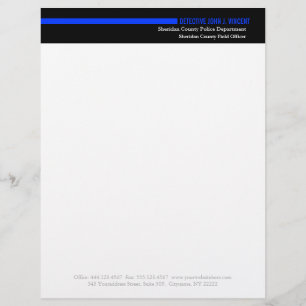 Police Law Enforcement Modern Thin Blue Line Letterhead