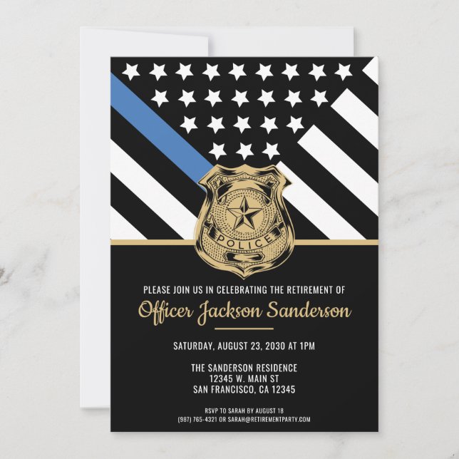 Police Law Enforcement Officer Retirement Invitation (Front)
