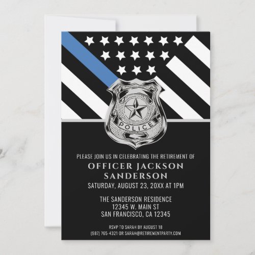 Police Law Enforcement Retirement Party Officer Invitation