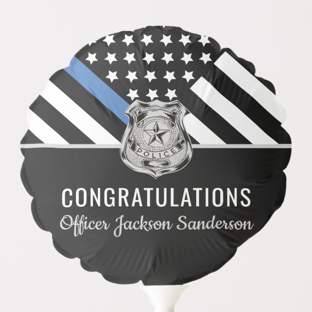 Police Law Enforcement Retirement Thin Blue Line Balloon (Front)