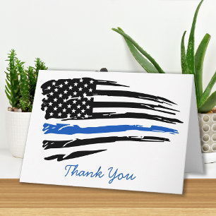 Police Law Enforcement Thin Blue Line Letterpress Thank You Card