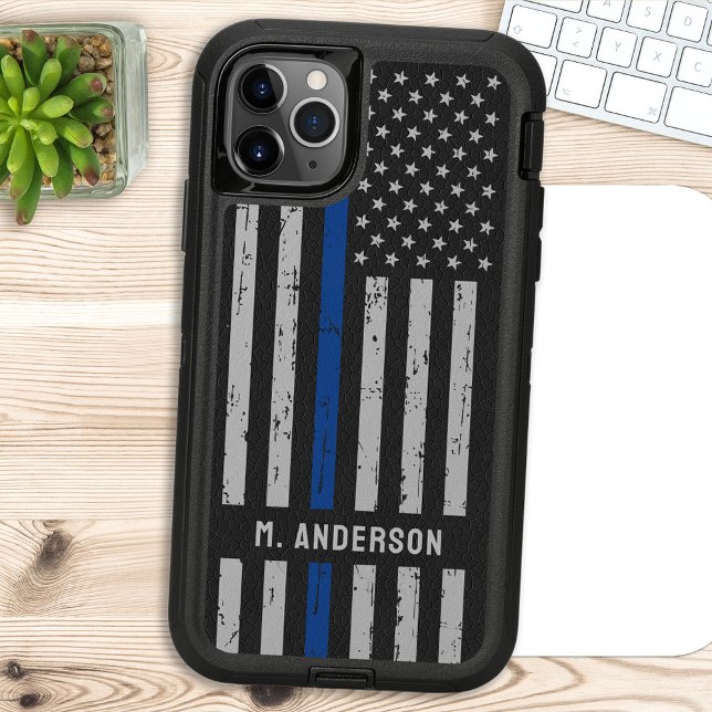 Police - Law Enforcement USA Flag -Thin Blue Line Otterbox iPhone Case (Creator Uploaded)
