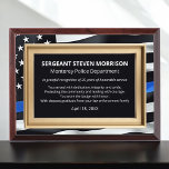 Police Law Enforcement Years.Served Thin Blue Line Award Plaque<br><div class="desc">Honor a proud career in law enforcement with this elegant Thin Blue Line Years of Service Police Award Plaque. Featuring a bold Thin Blue Line design and customizable text, this plaque is perfect for celebrating 10, 15, 20, 25, or 30 years of service. Whether you're commemorating a retirement, promotion, or...</div>