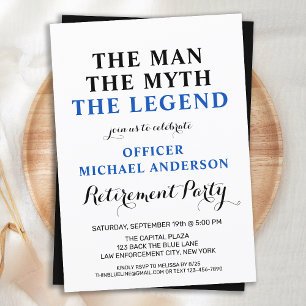 Police Legend Thin Blue Line Retirement Party Invitation