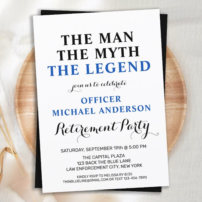 Police Legend Thin Blue Line Retirement Party  Invitation (Creator Uploaded)
