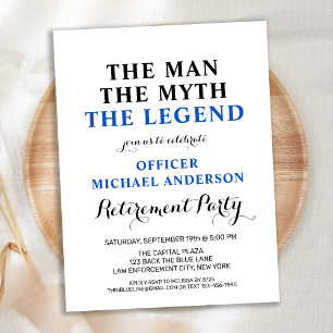 Police Legend Thin Blue Line Retirement Party Invitation Postcard