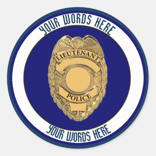 Police Lieutenant Badge Custom Classic Round Sticker