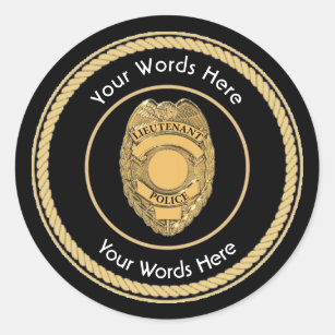 Police Lieutenant Badge Custom Universal Classic Round Sticker