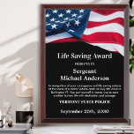 Police Life Saving Department Custom American Flag Award Plaque<br><div class="desc">Celebrate the achievements and honor the dedication of your heroes with our beautifully crafted American Flag Awards. Perfect for honoring military personnel, police officers, law enforcement, dispatchers, firefighters, emergency technicians, and all first responders, these awards embody the spirit of patriotism and service to the nation. Featuring the iconic red, white,...</div>