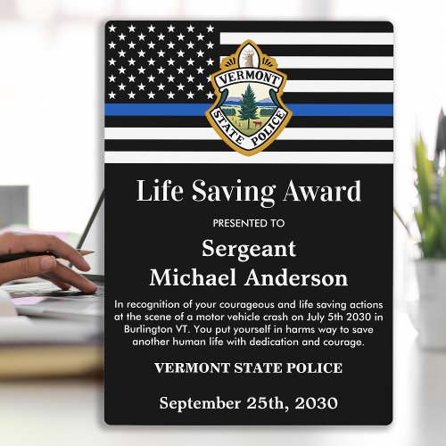 Police Life Saving Department Custom Logo Desk Plaque