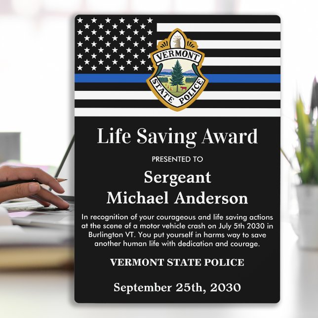 Police Life Saving Department Custom Logo Desk Plaque (Creator Uploaded)