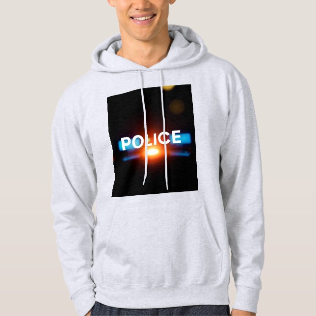 Police Lights – Flashing Emergency Night Design Hoodie (Front)