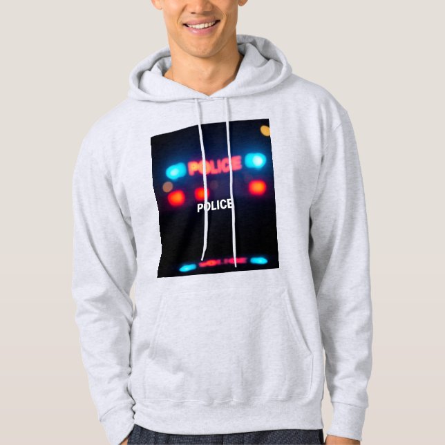 Police Lights – Flashing Emergency Night Design Hoodie (Front)