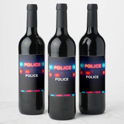 Police Lights – Flashing Emergency Night Design Wine Label