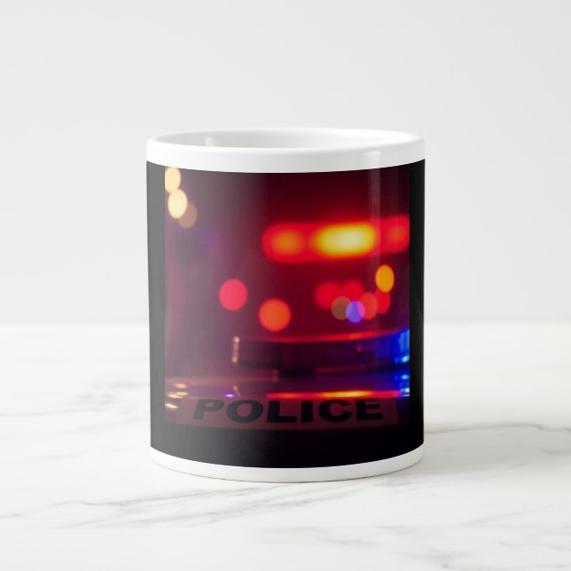 Police Lights – Flashing Emergency Night Giant Coffee Mug (Front)