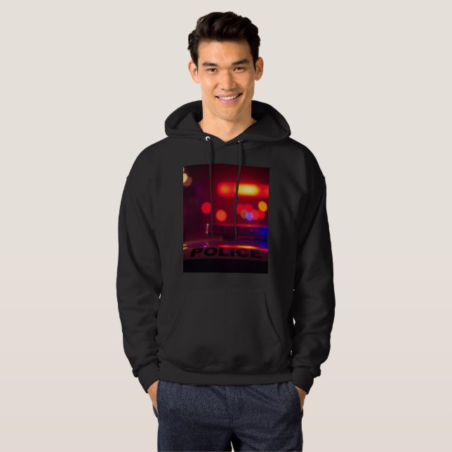 Police Lights – Flashing Emergency Night Hoodie (Front Full)