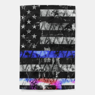 Police Lights Thin Blue Line Flag