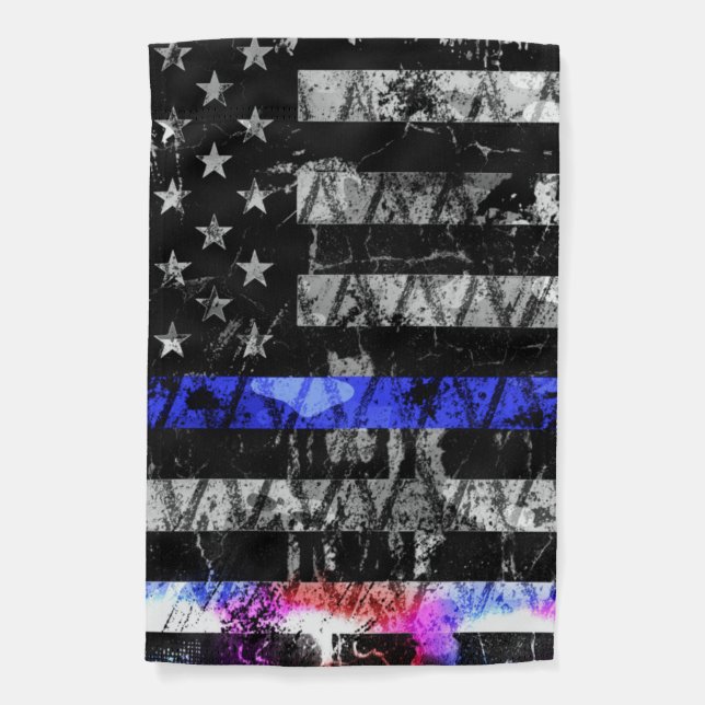 Police Lights Thin Blue Line Flag (Front)