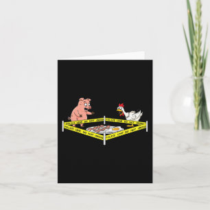 Police Line Do Not Cross Pig And Chicken Fun Food Card